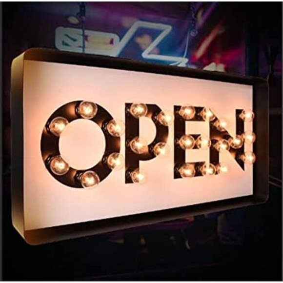Retro Large Metal Open Signs for bussiness,Bigger size 22x11 inch LED Neon Sign - Picture 4 of 6